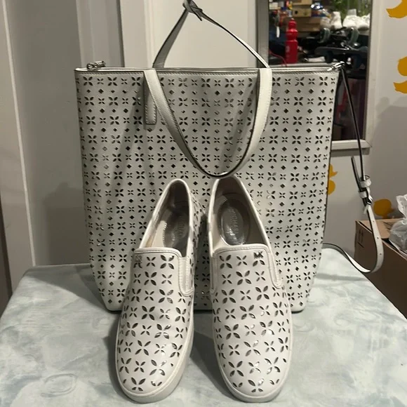 MK shoe and purse set pure white size 9 - Picture 1 of 11